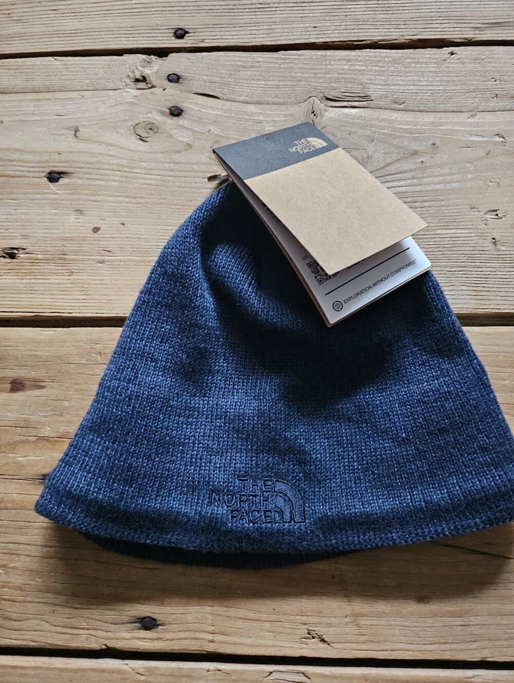 The North Face Navy Blue Knit Beanie with Embroidered Logo